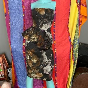 💚NWT ASOS 90’s style goth Cocktail Formal Floral CHOCOLATE BROWN DRESS 10